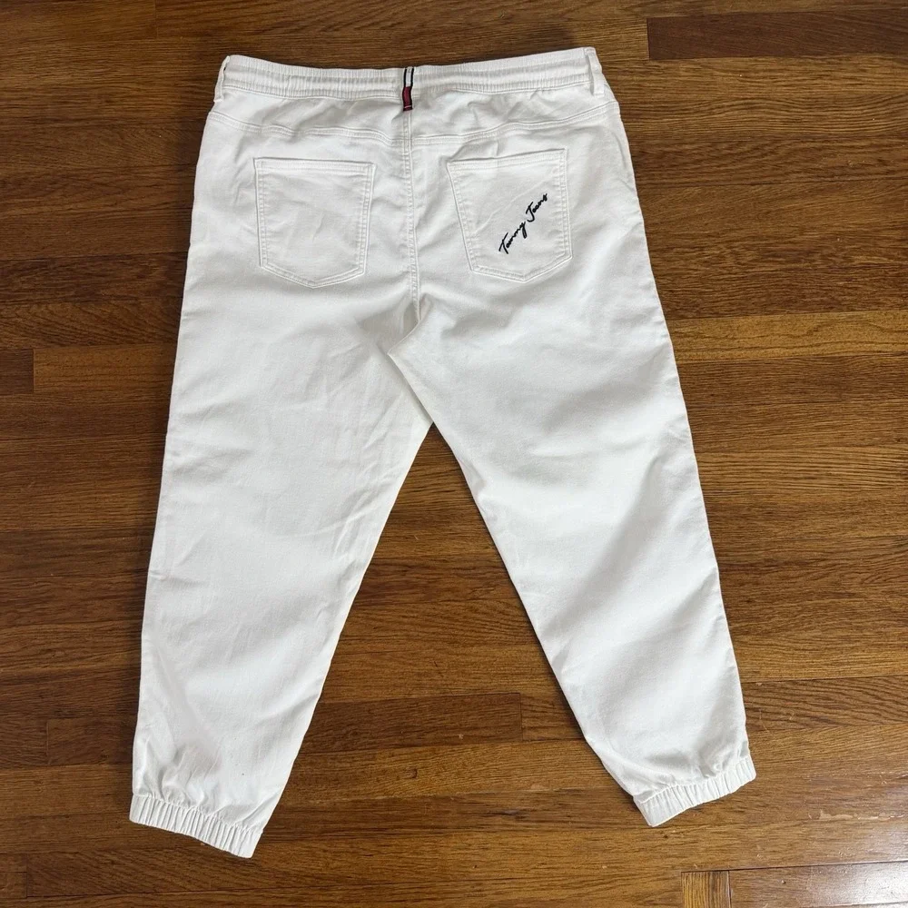 Tommy Jeans Womens White Twill Lightweight Jogger Pants  Size XL